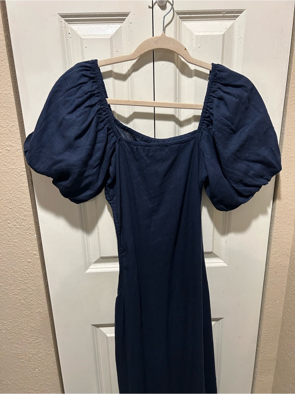 Petal + Pup Chloe Cut-Out Dress Linen Blend Puff Sleeve Midi , Small - Picture 11 of 13